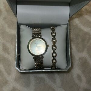 Ellen Tracy Diamond Collection Watch and Bracelet Set